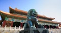 Bronze lion in the Forbidden City Royalty Free Stock Photo