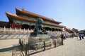 Bronze lion in the Forbidden City Royalty Free Stock Photo