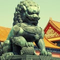 Bronze lion in Forbidden city(Beijing, China) Royalty Free Stock Photo