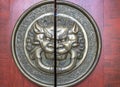 Bronze lion head door handle in traditional Chinese design style