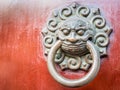 Bronze lion head door knocker Royalty Free Stock Photo