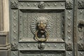 Bronze lion head on the portal of Cologne Cathedral Royalty Free Stock Photo