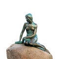 Bronze Little mermaid statue in Copenhagen isolated Royalty Free Stock Photo