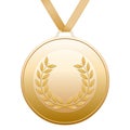 Bronze medal with laurels wreath on a white background