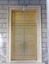 Bronze metal elegant door of a banking institution