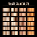 Bronze Metal Realistic Gradient. Collection of Colorful Bronze Palette. Shine Metallic Material Template. Vector illustration