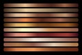 Bronze metallic gradient vector set