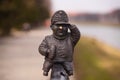 Bronze mini sculpture for a soldier Schweik from the novel of the same name by Jaroslav Hasek.