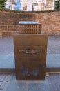 Bronze monument with a small copy of the building of Basilica Constantine in the center of Trier