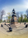 Bronze Monument to Peter I, 19th century, in Kronstadt, St. Petersburg, Russia. An inscription - to Peter I - the founder of Royalty Free Stock Photo