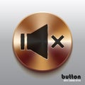 Bronze mute sound speaker button with black symbol