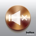 Bronze mute sound speaker button with white symbol