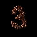 Bronze numeric 3 on black background. 3D rendering