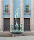 Bronze Orpheus Fountain sculpture, by Carl Milles, Stockholm Concert Hall building, Hotorget, Stockholm, Sweden