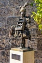 Bronze Parfumier statue by Tomek Kawiak at Bulevard Fragonard street in old town quarter of perfumery city of Grasse in France