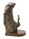 Bronze Peacock Bookend Isolated Royalty Free Stock Photo