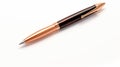 Dark Amber And Pink Pen With Brown Leather Grip