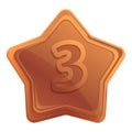 Bronze place star icon, cartoon style