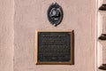 Bronze plaque on the outside wall of the Academy of Music building on Broad Street