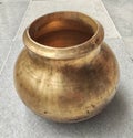 BRONZE POT & x28;KANSA in Sanskrit& x29;: Bell metal, is the healhiest metal to eat and cook in. Royalty Free Stock Photo