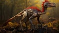 Oviraptor With Scorpion Tail: Life-like Avian Illustration In Redshift Style