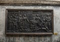 Bronze relief of Vietnamese prisoners in Hoa Lo Prison struggling against the terrorism of the French