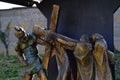 Bronze reliigious sculptural group of Eilght Station Of The Cross - Jesus meets the women of Jerusalem. Royalty Free Stock Photo