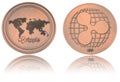 Bronze ryptocurrency coin - Ripple, isolated on a white