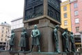 Bronze Sailors Monument in Bergen, Norway on a gloomy day Royalty Free Stock Photo