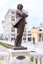 Bronze sculpture of Adem Gajtani in downtown Skopje, Macedonia