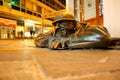 Bronze sculpture called man at work, Bratislava, Slovakia