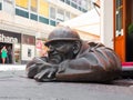 Bronze sculpture called man at work, Bratislava, Slovakia Royalty Free Stock Photo