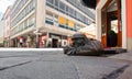 Bronze sculpture called man at work, Bratislava, Slovakia Royalty Free Stock Photo