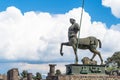 The bronze sculpture of Centaur in Pompeii ruins in Spring