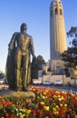 Bronze sculpture of Christopher Columbus, Coit Tower, San Francisco, California Royalty Free Stock Photo