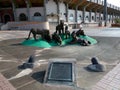 Bronze sculpture - drinking water source, `Seven Tigers Yao Luo`