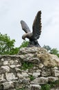 The bronze sculpture of an eagle fighting a snake on a Mashuk mo