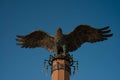 Bronze sculpture of an eagle in the Tazheranskaya steppe,lake Baikal,Russia