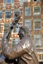 Bronze Sculpture of famous Dutch musician and singer Manke Nelis, located on Elandsgracht close to Prinsengracht canal