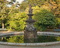 Bronze sculpture and fountain in the Crystal Palace Gardens in Porto, Portugal. Royalty Free Stock Photo