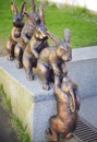 Bronze sculpture with hares in St. Petersburg