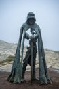 Bronze Sculpture of King Arthur Stands In Tintagel Castle Cornwall UK July 8 2020 Royalty Free Stock Photo