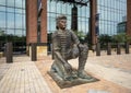 Bronze sculpture of legendary Texas Rangers catcher Pudge Rodriguez at Globe Life Field in Arlington, Texas. Royalty Free Stock Photo