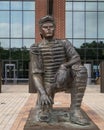 Bronze sculpture of legendary Texas Rangers catcher Pudge Rodriguez at Globe Life Field in Arlington, Texas. Royalty Free Stock Photo