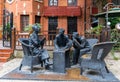 Bronze sculpture of Lu Xun and his two disciples on Duolun Road