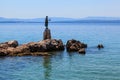 Bronze Sculpture of Maiden with Seagull on Backgro Royalty Free Stock Photo