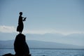 Bronze sculpture of Maiden with Seagull, Opatija Royalty Free Stock Photo