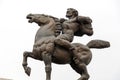 Bronze sculpture of a man riding a horse in downtown Skopje, Mac Royalty Free Stock Photo