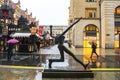 Bronze sculpture named The Century Step in front of Contemporary History Forum in Leipzig, Germany. November 2019