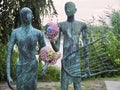 Bronze sculpture of Orpheus and Eurydike by Ursula Querner in the city park of Hamburg